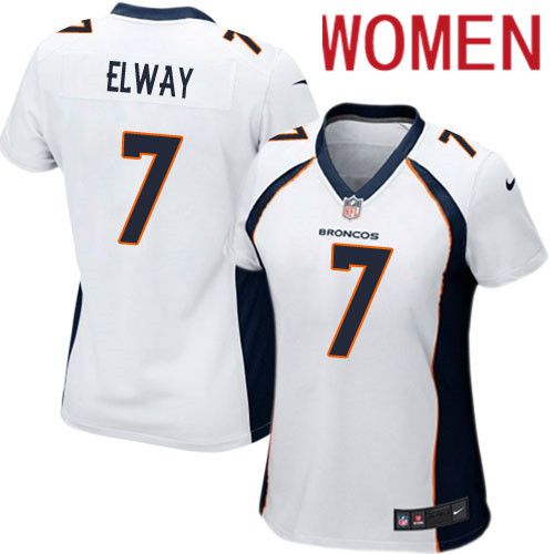 Women Denver Broncos #7 John Elway White Nike Game NFL Jersey->women nfl jersey->Women Jersey